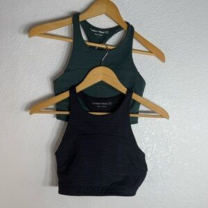 Outdoor Voices Bundle of Two Sports Bras XS Black & Dark Green Athletic Athlete